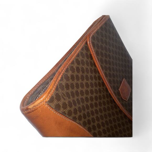 Authentic CELINE Macadam Canvas Clutch Bag PVC Leather Brown organizer vintage - Picture 5 of 16